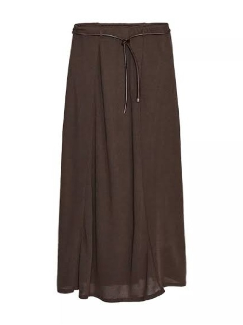 Women's Brown Maxi Skirt with Brown Leather Belt